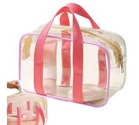 Transparente Make-up-Tasche, tragbare Kosmetiktasche, zugelassener Reise-Organizer, wasserabweisendes Reißverschluss-Design, transparentes PVC-Material, 1 Stück, transparent, für Flugzeug, Schule