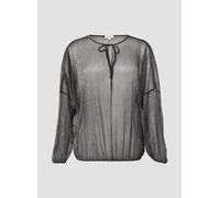 Transparente Meshbluse mit Glitzergarn und überschnittenen Schultern 46 schwarz 2156503.9999.46