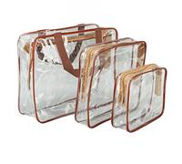Transparente Reisetaschen, Tragbar, 3 Stück, Langlebig, Transparent, Kosmetiktaschen für Schwimmsport (Kaffee