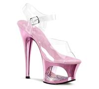 Transparente Sandalen aus PVC für Damen, Peep Toe, Stiletto-Absatz, mit 5 cm hohem Plateau und 20 cm Absatz, Knöchelriemen und Schnalle, Tanzschuhe,Rosa,39 EU