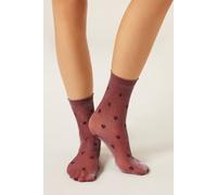 Transparente Socken Mit Glitzer Und Herzen Bordeaux TU