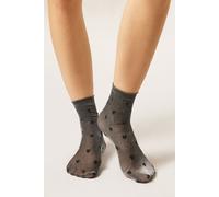 Transparente Socken Mit Glitzer Und Herzen Schwarz TU