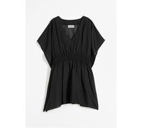 Longtunika BONPRIX, Damen, Gr. 48/50 (XL), schwarz, Obermaterial: 100% Polyester, figurumspielend, Tuniken Longtunika, luftiger Webstoff, transparente Optik, tiefer V-Ausschnitt (75051349-48) schwarz