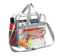 Transparente Tragetasche, PVC Tasche Transparent Clear Bag Stadium Approved Durchsichtige Tasche Bibliothek Clear Tote Bag für Das Fitnessstudio, für Arbeit, Sportspiele und Konzerte (Grau)