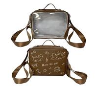 Transparenter Ita-Rucksack, schöne Umhängetasche, adrette Stile, Crossbody, Studenten, Schule, Katzen, für Nadel-Display, adrette Stile, Crossbody für Damen, Schultertasche, Katzen, Ita, braun, One