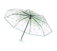 Transparenter Regenschirm, faltbar, für Reisen, faltbar, Regenschutz, kompaktes und leichtes Design, transparenter Sonnenschirm für Straße, Stadt, Büro, Schule, den täglichen Gebrauch, grün, Consulte