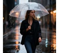 Transparenter Regenschirm mit Automatik, 85 cm Durchmesser, klarer Glockenschirm für Damen & Herren, robuster Stockschirm mit Einhand-Öffnung