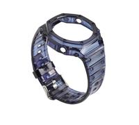 Transparentes Gummigehäuse + Armband, kompatibel mit Casio G-SHOCK GA-2100 Fashion Modification Blue Red Jelly Ersatzrand Sportuhrenarmband(Royal blue)