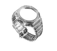 Transparentes Gummigehäuse + Armband, kompatibel mit Casio G-SHOCK GA-2100 Fashion Modification Blue Red Jelly Ersatzrand Sportuhrenarmband(Transparent)