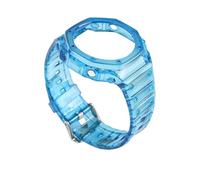 Transparentes Gummigehäuse + Armband, kompatibel mit Casio G-SHOCK GA-2100 Fashion Modification Blue Red Jelly Ersatzrand Sportuhrenarmband(Transparent blue)