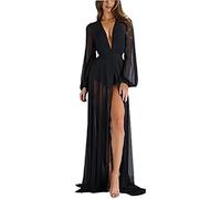 Transparentes Kleid Robe Kleider Mode Sonnenschutz Bluse Strandkleid Mesh Cardigan Chiffon Umhang Tüll Transparent Sexy Pyjamas Damen Lange Tüll Robe Und Bademantel,Schwarz,A/S