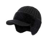 Trapper Blocking Strickmütze, Winddichte Wintermütze mit Nerzfutter & Ohrenklappen Kälteschutzmütze für kaltes Wetter Skifahren Wandern Outdoor-Aktivitäten für Papa & Familie, marineblau