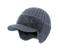 Trapper Blocking Strickmütze, Winddichte Wintermütze mit Nerzfutter & Ohrenklappen Kälteschutzmütze für kaltes Wetter Skifahren Wandern Outdoor-Aktivitäten für Papa & Familie,