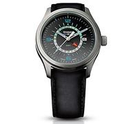 Traser Herren Armbanduhr Aurora GMT Lederband Schwarz 42 mm, Selbstleuchtend, Wasserdichtigkeit: 10bar, Höhe 10 mm, 107231