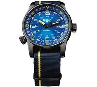 Traser Outdoor P68 Pathfinder Automatic Blue Herren Armbanduhr aus PVD-beschichtetem Edelstahl und Textil in der Farbe Schwarz-Blau-Gelb 46mm, Wasserdichtigkeit: 10Bar, 107719