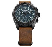 Traser Outdoor P96 OdP Evolution Chrono Petrol Herren Armbanduhr aus Glasfaserverstärktem Polymer und Leder in der Farbe Schwarz-Braun-Petrol 44mm, Wasserdichtigkeit: 20Bar, 109049