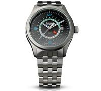 Traser P59 Classic Aurora GMT Anthracite Herren Armbanduhr aus Edelstahl in der Farbe Silber-Grau 42mm, Wasserdichtigkeit: 10Bar, 107232