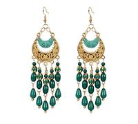 Traumfänger Ohrringe Für Ohrringe Ohr Perlen Quasten Tropfen 1 Paar Baumeln Bunte Frauen Bohemian Charm Ohrringe Titanohrringe Für Empfindliche Ohren (a-Green, One Size)