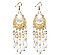 Traumfänger Ohrringe Für Ohrringe Ohr Perlen Quasten Tropfen 1 Paar Baumeln Bunte Frauen Bohemian Charm Ohrringe Titanohrringe Für Empfindliche Ohren (White-1, One Size)