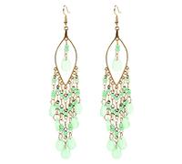 Traumfänger Ohrringe Für Ohrringe Ohr Perlen Quasten Tropfen 1 Paar Baumeln Bunte Frauen Bohemian Charm Ohrringe Titanohrringe Für Empfindliche Ohren (Green-2, One Size)