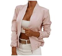 Traumzimmer Damen Casual Jacke Blumenmuster Frühling Jacke Reißverschluss Stehkragen Outwear Langarm Bomberjacke Kurz Coat Herbst Winter Kurz Leichte Jacke