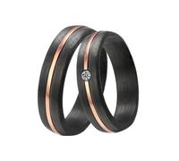 Trauring DOOSTI "Schmuck Geschenk CARBON Trauring Ehering Partnerring LIEBE" Gr. 60, rosa (schwarz, roségoldfarben), Fingerringe, Damen, 60,mit Zirkonia, Carbon, 5mm, Trauring, wahlweise mit oder ohne