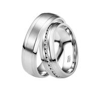 Trauring DOOSTI "Schmuck Geschenk Edelstahl Trauring Ehering Partnerring LIEBE" Gr. 50, silber (edelstahlfarben), Fingerringe, Damen, 50,mit Zirkonia, Edelstahl, 6mm, Trauring, Made in Germany - wahlw