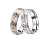 Trauring DOOSTI "Schmuck Geschenk Edelstahl Trauring Ehering Partnerring LIEBE" Gr. 52, rosa (edelstahlfarben, roségoldfarben), Fingerringe, Damen, 52,mit Zirkonia, Edelstahl, 6mm, Trauring, wahlweise