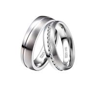 Trauring DOOSTI "Schmuck Geschenk Edelstahl Trauring Ehering Partnerring LIEBE" Gr. 52, silber (edelstahlfarben), Fingerringe, Damen, 52,mit Zirkonia, Edelstahl, 6mm, Trauring, wahlweise mit oder ohne