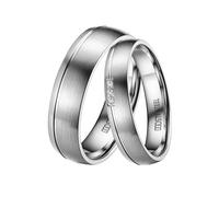 Trauring DOOSTI "Schmuck Geschenk Edelstahl Trauring Ehering Partnerring LIEBE" Gr. 52, silber (edelstahlfarben), Fingerringe, Damen, 52,mit Zirkonia, Edelstahl, 5mm, Trauring, Made in Germany, wahlwe