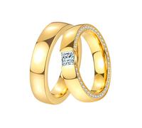 Trauring DOOSTI "Schmuck Geschenk Edelstahl Trauring Ehering Partnerring LIEBE" Gr. 54, gold (gelbgoldfarben), Fingerringe, Damen, 54,mit Zirkonia, Edelstahl, 5mm, Trauring, wahlweise mit oder ohne Zi