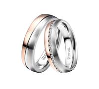 Trauring DOOSTI "Schmuck Geschenk Edelstahl Trauring Ehering Partnerring LIEBE" Gr. 54, rosa (edelstahlfarben, roségoldfarben), Fingerringe, Damen, 54,mit Zirkonia, Edelstahl, 6mm, Trauring, wahlweise
