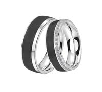 Trauring DOOSTI "Schmuck Geschenk Edelstahl Trauring Ehering Partnerring LIEBE" Gr. 54, schwarz (edelstahlfarben, schwarz), Fingerringe, Damen, 54,mit Zirkonia, Carbon Edelstahl, 6,5mm, Carbon, Edelst