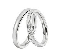 Trauring DOOSTI "Schmuck Geschenk Edelstahl Trauring Ehering Partnerring LIEBE" Gr. 54, silber (edelstahlfarben), Fingerringe, Damen, 54,mit Zirkonia, Edelstahl, 3mm, Trauring, wahlweise mit oder ohne