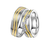 Trauring DOOSTI "Schmuck Geschenk Edelstahl Trauring Ehering Partnerring LIEBE" Gr. 56, gold (edelstahlfarben, gelbgoldfarben), Fingerringe, Damen, 56,mit Zirkonia, Edelstahl, 6mm, Trauring, Made in G