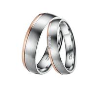 Trauring DOOSTI "Schmuck Geschenk Edelstahl Trauring Ehering Partnerring LIEBE" Gr. 56, rosa (edelstahlfarben, roségoldfarben), Fingerringe, Damen, 56,mit Zirkonia, Edelstahl, 5mm, Trauring, Made in G