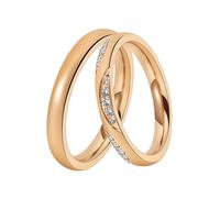 Trauring DOOSTI "Schmuck Geschenk Edelstahl Trauring Ehering Partnerring LIEBE" Gr. 56, rosa (roségoldfarben), Fingerringe, Damen, 56,mit Zirkonia, Edelstahl, 3mm, Trauring, wahlweise mit oder ohne Zi