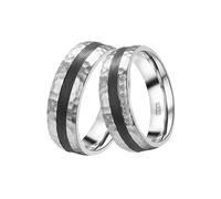 Trauring DOOSTI "Schmuck Geschenk Edelstahl Trauring Ehering Partnerring LIEBE" Gr. 56, schwarz (edelstahlfarben, schwarz), Fingerringe, Damen, 56,mit Zirkonia, Carbon Edelstahl, 7mm, Carbon, Edelstah