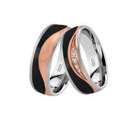 Trauring DOOSTI "Schmuck Geschenk Edelstahl Trauring Ehering Partnerring LIEBE" Gr. 58, rosa (edelstahlfarben, roségoldfarben, schwarz), Fingerringe, Damen, 58, ohne Zirkonia, Carbon Edelstahl, 6,5mm,