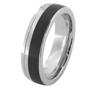 Trauring DOOSTI "Schmuck Geschenk Edelstahl Trauring Ehering Partnerring LIEBE" Gr. 58, schwarz (edelstahlfarben, schwarz), Fingerringe, Damen, 58, ohne Zirkonia, Carbon Edelstahl, 6,5mm, Carbon, Edel