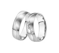 Trauring DOOSTI "Schmuck Geschenk Edelstahl Trauring Ehering Partnerring LIEBE" Gr. 58, silber (edelstahlfarben), Fingerringe, Damen, 58,mit Zirkonia, Edelstahl, 6mm, Trauring, Made in Germany - wahlw