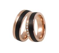 Trauring DOOSTI "Schmuck Geschenk Edelstahl Trauring Ehering Partnerring LIEBE" Gr. 60, rosa (roségoldfarben, schwarz), Fingerringe, Damen, 60,mit Zirkonia, Carbon Edelstahl, 6,5mm, Carbon, Edelstahl,