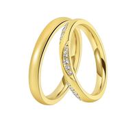 Trauring DOOSTI "Schmuck Geschenk Edelstahl Trauring Ehering Partnerring LIEBE" Gr. 62, gold (gelbgoldfarben), Fingerringe, Damen, 62, ohne Zirkonia, Edelstahl, 3mm, Trauring, wahlweise mit oder ohne 