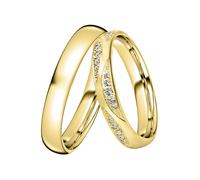 Trauring DOOSTI "Schmuck Geschenk Silber 925 Trauring Ehering Partnerring LIEBE" Gr. 48, gold (gelbgoldfarben), Fingerringe, Damen, 48,mit Zirkonia, Silber 925 (Sterlingsilber), 3mm, Trauring, wahlwei