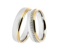 Trauring DOOSTI "Schmuck Geschenk Silber 925 Trauring Ehering Partnerring LIEBE" Gr. 50, gold (silberfarben, gelbgoldfarben), Fingerringe, Damen, 50, ohne Zirkonia, Silber 925 (Sterlingsilber), 5mm, T