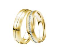 Trauring DOOSTI "Schmuck Geschenk Silber 925 Trauring Ehering Partnerring LIEBE" Gr. 52, gold (gelbgoldfarben), Fingerringe, Damen, 52,mit Zirkonia, Silber 925 (Sterlingsilber), 6mm, Trauring, wahlwei