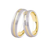 Trauring DOOSTI "Schmuck Geschenk Silber 925 Trauring Ehering Partnerring LIEBE" Gr. 52, gold (silberfarben, gelbgoldfarben), Fingerringe, Damen, 52,mit Zirkonia, Silber 925 (Sterlingsilber), 5mm, Tra