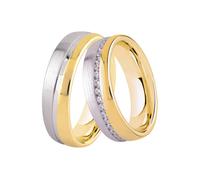Trauring DOOSTI "Schmuck Geschenk Silber 925 Trauring Ehering Partnerring LIEBE" Gr. 52, silber (gelbgoldfarben, silberfarben), Fingerringe, Damen, 52, ohne Zirkonia, Silber 925 (Sterlingsilber), 6mm,