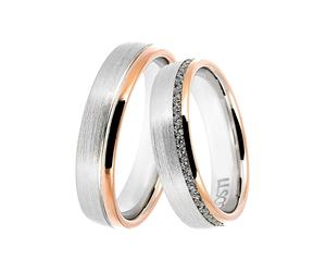 Trauring DOOSTI "Schmuck Geschenk Silber 925 Trauring Ehering Partnerring LIEBE" Gr. 56, rosa (silberfarben, roségoldfarben), Fingerringe, Damen, 56,mit Zirkonia, Silber 925 (Sterlingsilber), 5mm, Tra