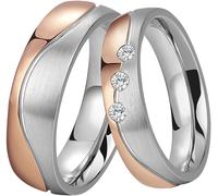 Trauring DOOSTI "ST-114-D, ST-114-H" Gr. 56, rosa (edelstahlfarben, roségoldfarben), Fingerringe, Damen, 56,mit Zirkonia, Edelstahl, 5mm, Trauring, wahlweise mit oder ohne Zirkonia (83665627-56) edels